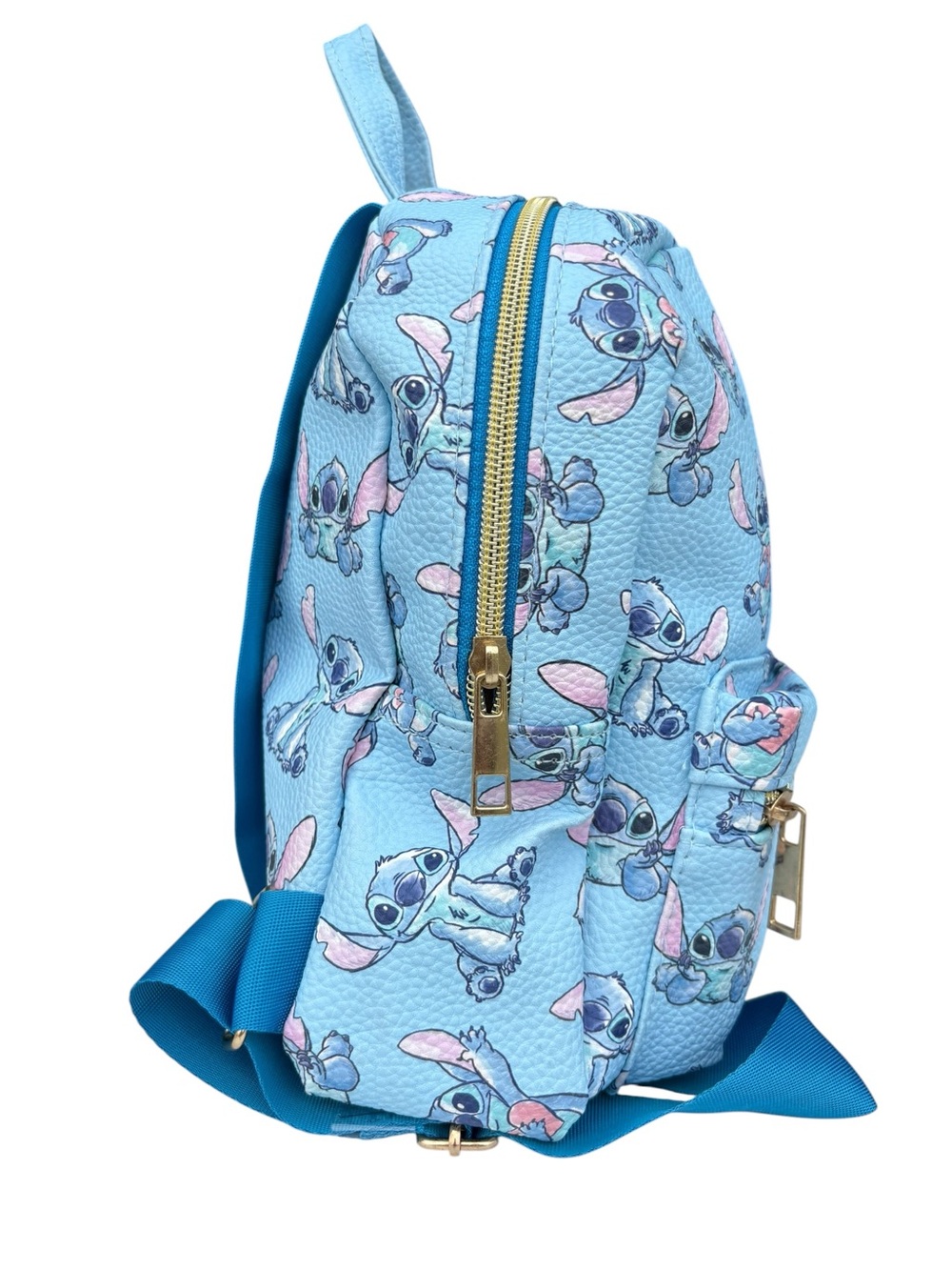 Disney Stitch Mini Backpack Hearts Blue Faux Leather Lilo & Stitch Travel Bag - Picture 6 of 13